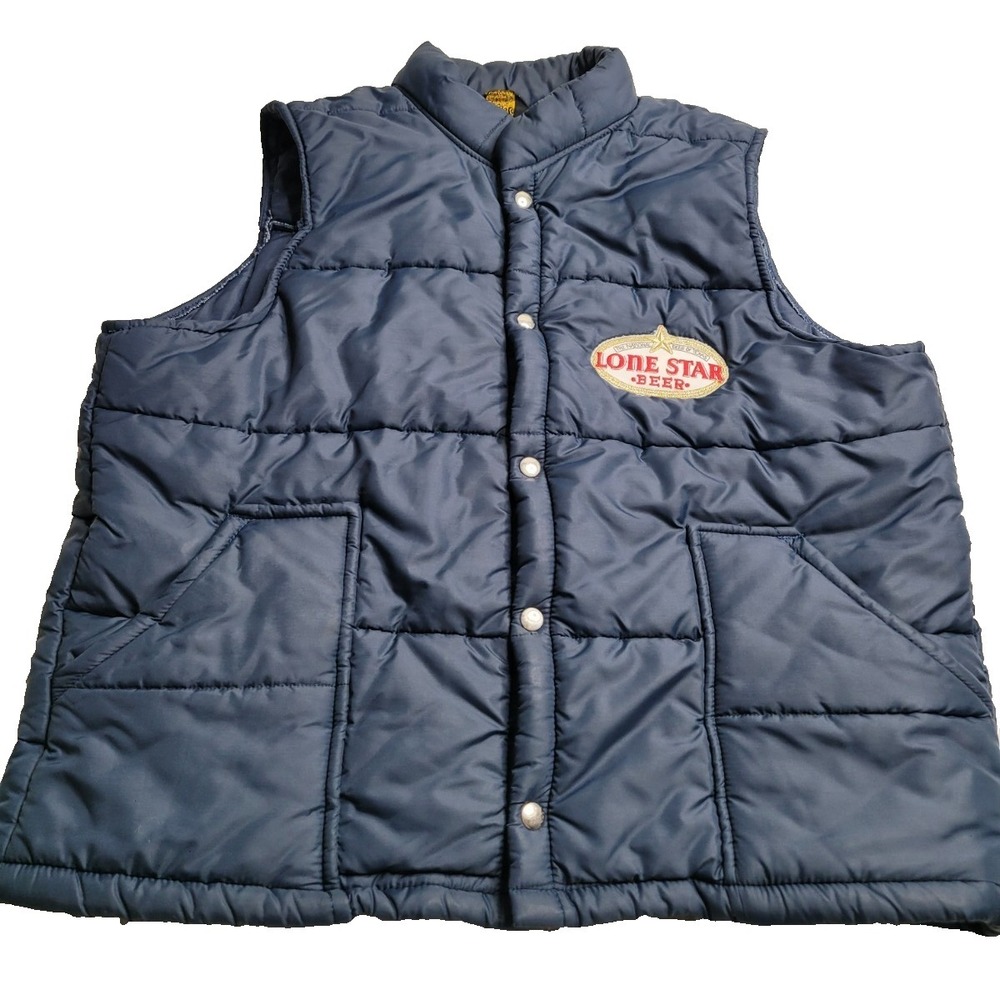 VINTAGE Swingster Sleeveless Puffer‎ Vest LONESTAR BEER Men's XL